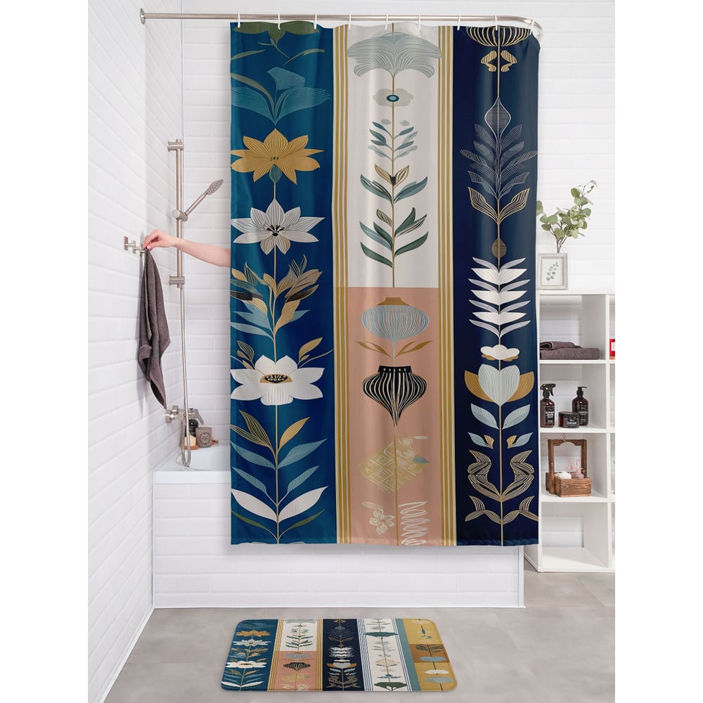 Изображение товара Штора занавеска для ванной JOYARTY Цветочные обои 180x200 см