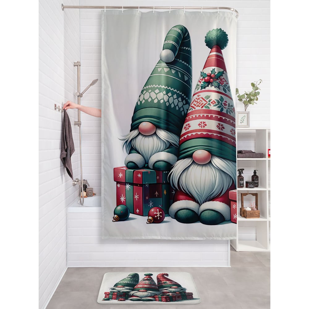 Изображение товара Штора занавеска JOYARTY для ванной "Три гнома" 180x200 см