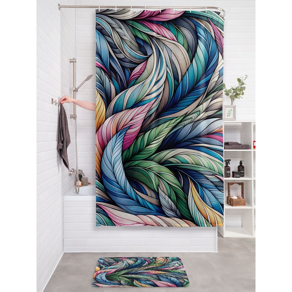 Изображение товара Штора занавеска для ванной JOYARTY Яркие листья 180x200 см