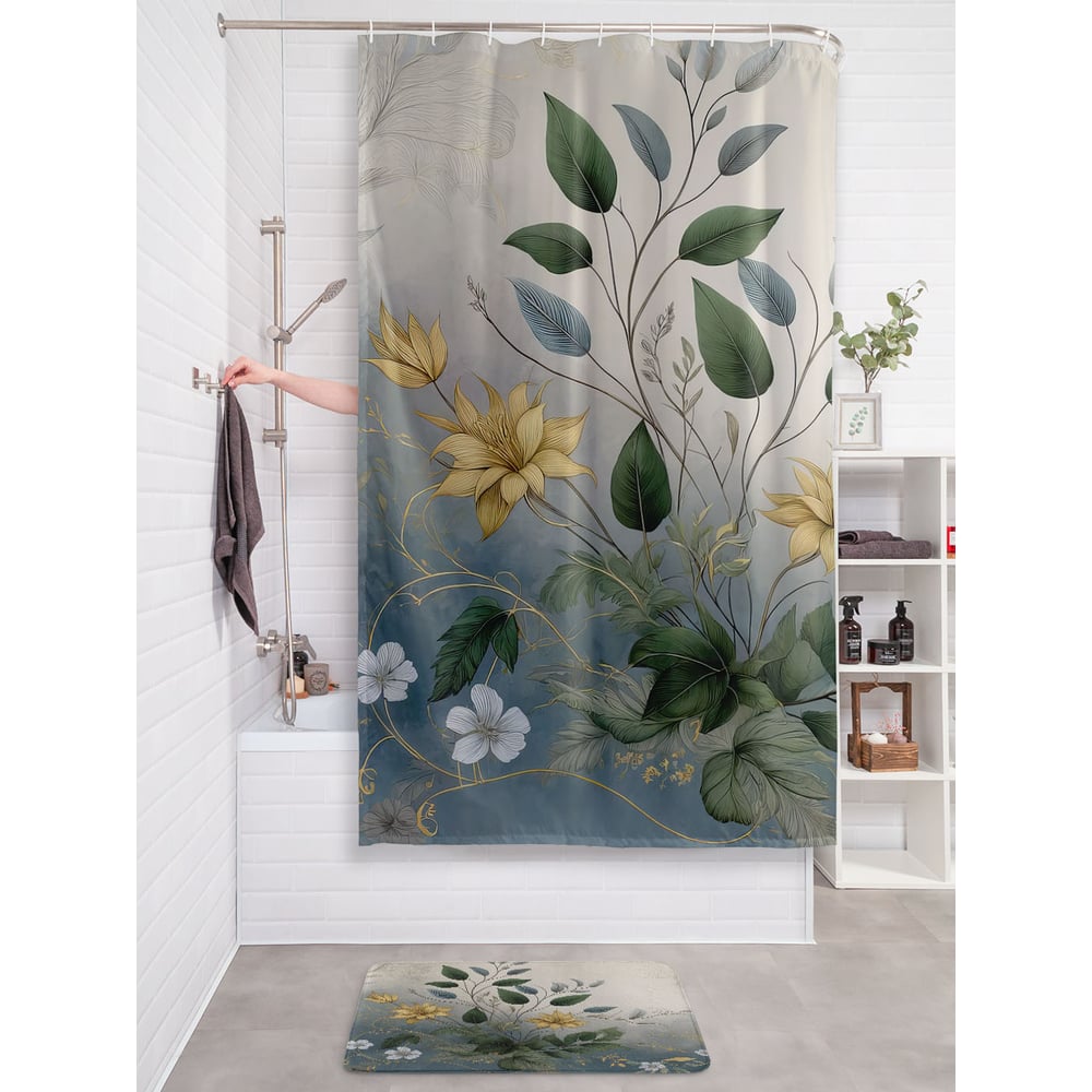 Изображение товара Штора занавеска для ванной JOYARTY Туманные цветы 180x200 см