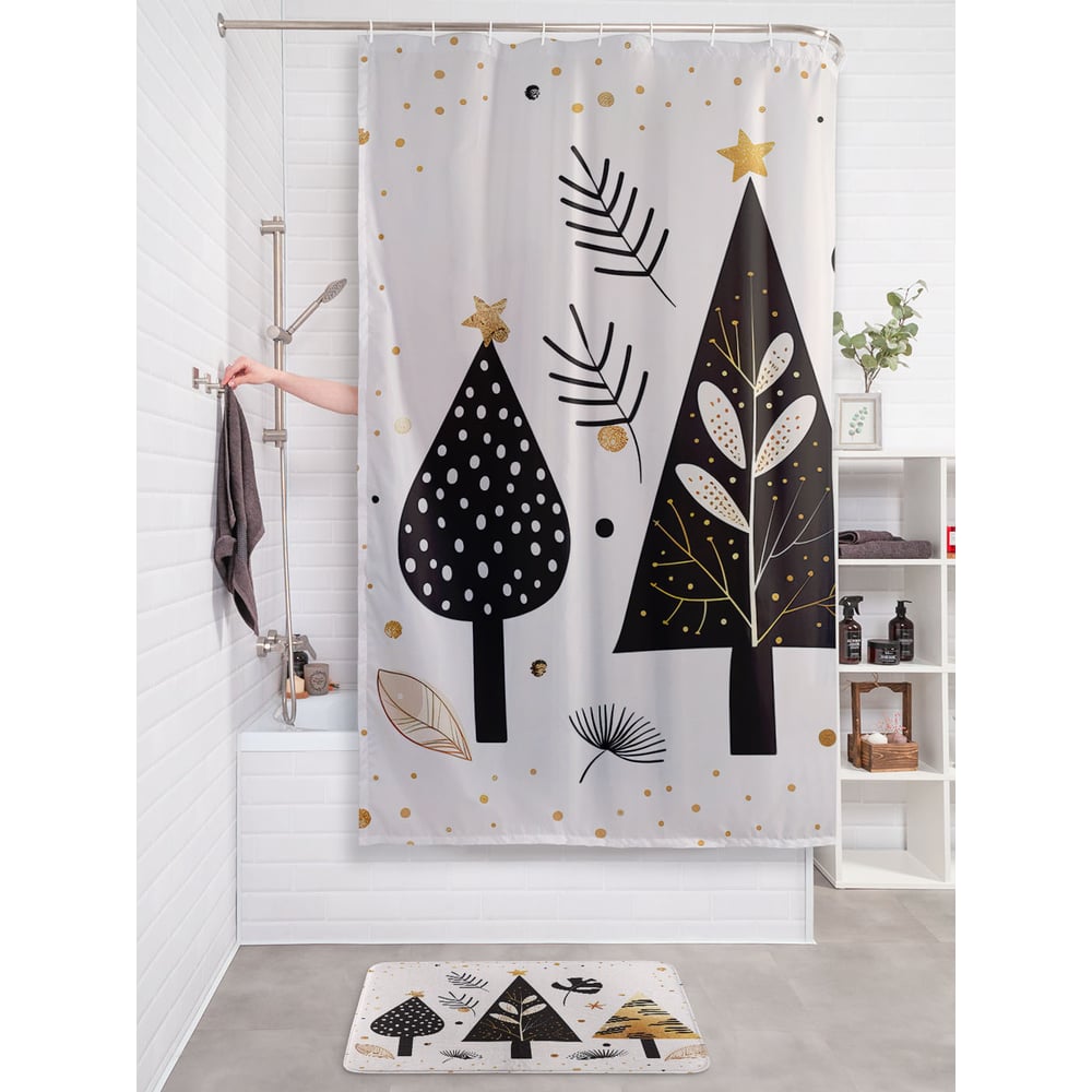 Изображение товара Штора занавеска для ванной JOYARTY "Стройные елочки" 180x200 см