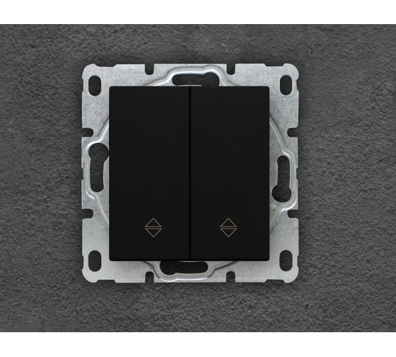 Изображение товара Выключатель Metronex Electric Roma Black двухклавишный реверсивный без рамки FVK010209CMT