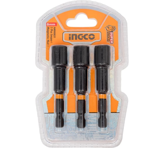 Изображение товара Бита с торцевой головкой магнитная (3 шт; 8х65 мм; 1/4) INGCO AMN0831