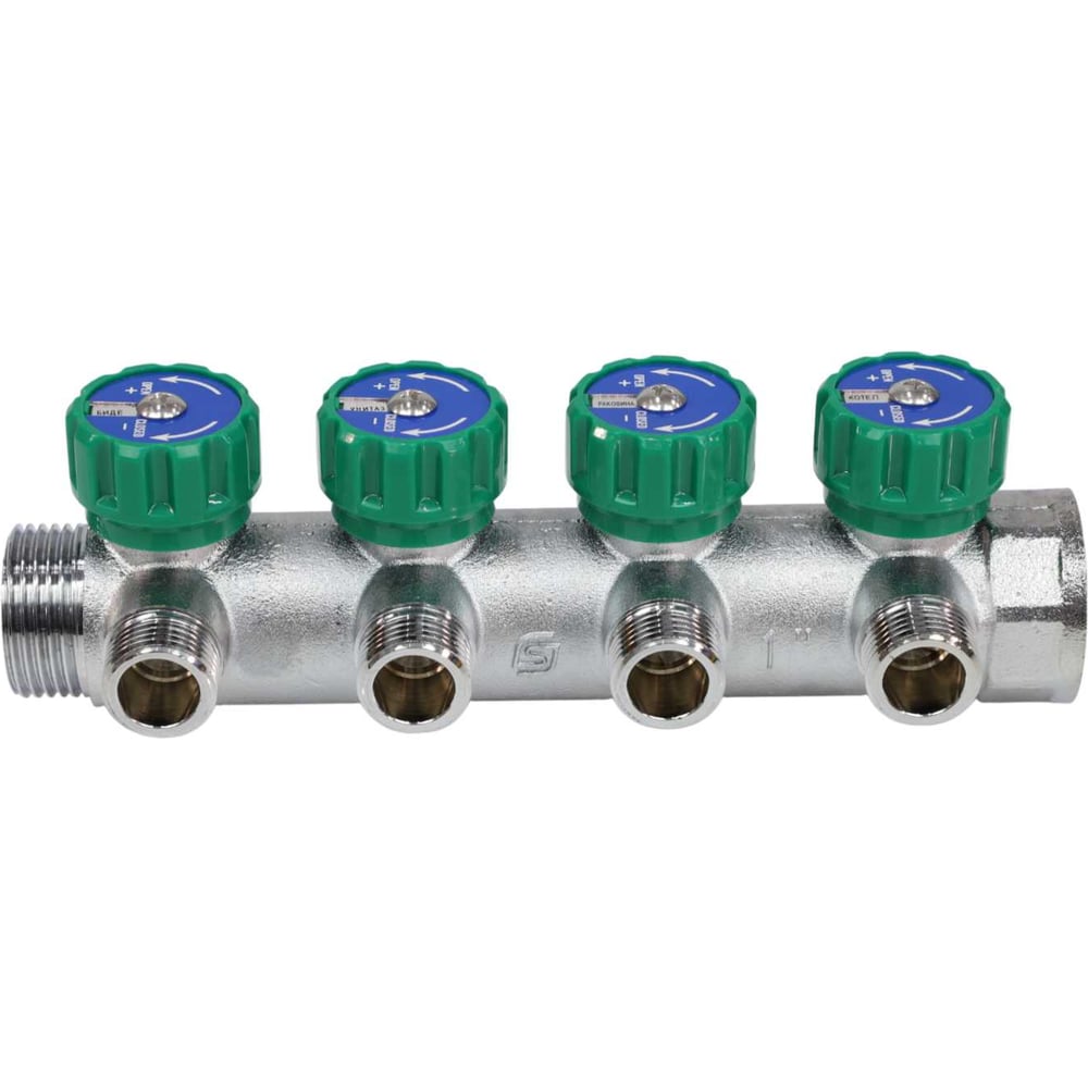 Изображение товара Коллектор с регулирующими клапанами SantechSystems 1, 4 выхода, 1/2 дюйма