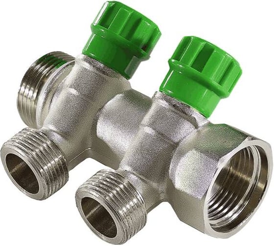 Изображение товара Коллектор с регулирующими клапанами SantechSystems 1", 3в 3/4" ЕК н/р, межосевое расстояние между выходами 36мм 129-9352