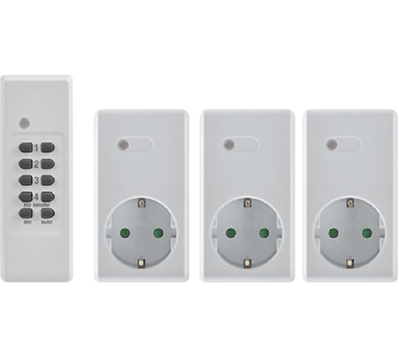 Изображение товара Розетка с дистанционным управлением Robiton УД-3 пульт + 3 розетки комплект BL 15794
