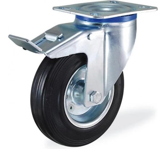 Изображение товара Поворотная колесная опора с площадкой, с тормозом KAMA K-3302-SLS-200-F18