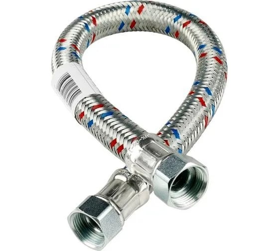 Изображение товара Гибкая подводка для воды Millennium Гигант усиленная, из нержавеющей стали, гайка-гайка 1/2", 100см PGFF12100