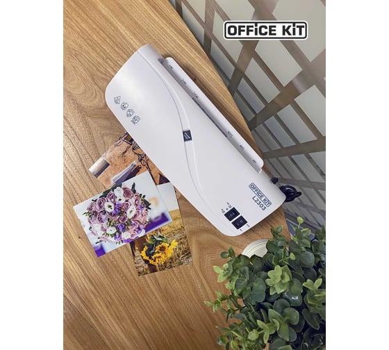 Изображение товара Ламинатор бумаги Office Kit А4, стартовый набор в комплекте, для горячего и холодного ламинирования, 2 вала, 60-150 мкм L2303