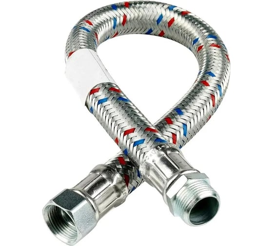 Изображение товара Гибкая подводка для воды Millennium Гигант усиленная, из нержавеющей стали, гайка-штуцер, 3/4", 50см PGFM34050