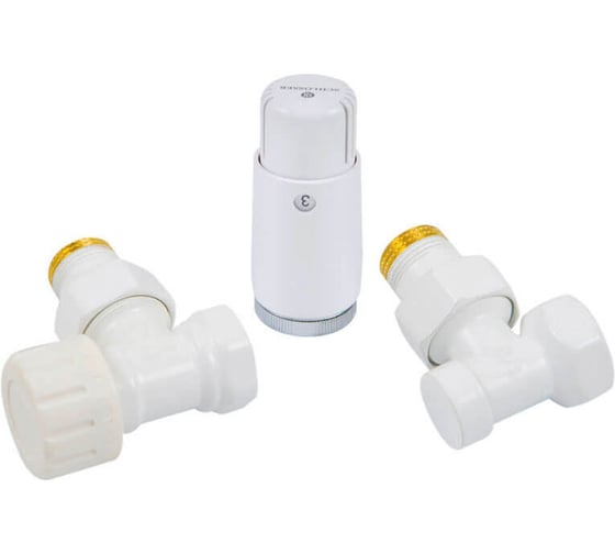 Изображение товара Комплект угловой SCHLOSSER DN15 GZ1/2xGW1/2 с головкой Мини M30x1.5, белый 602200056