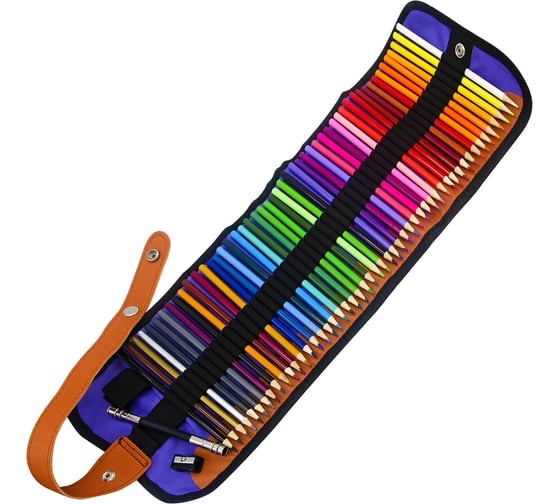 Изображение товара Карандаши цветные BRAUBERG супермягкие, яркие классические, в пенале-скрутке, Max 50 цветов + держатель и точилка, натуральное дерево, 182007