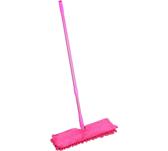 Изображение товара Швабра VETTA эконом с двухсторонней насадкой, микрофибра, 40x12 см, ручка телескоп, окрашенный металл, 110 см 444-373