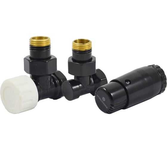 Изображение товара Комплект угловой SCHLOSSER DN15 GZ1/2xGW1/2 черный, с головкой Мини M30x1.5 602200056 Ral 9005