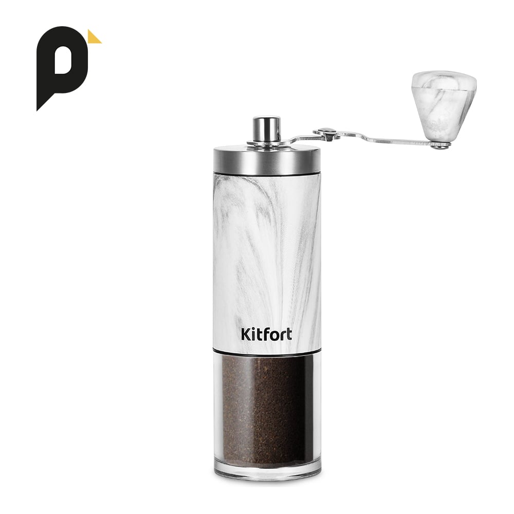 Изображение товара Ручная кофемолка KITFORT КТ-7471 с жерновами бело-серая