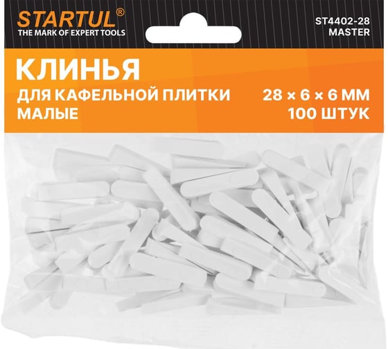 Изображение товара Клин для кафельной плитки малый MASTER 28x6х6 мм, 100 шт STARTUL ST4402-28