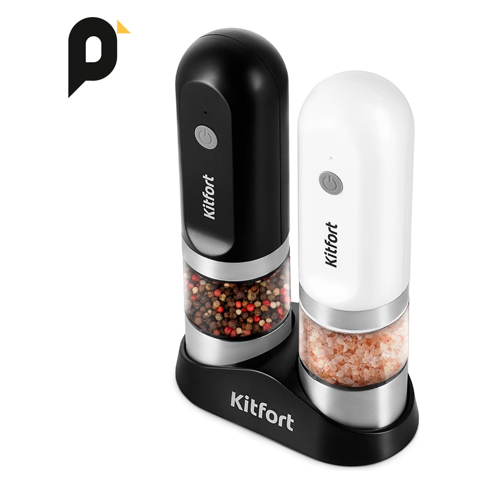 Изображение товара Автоматические мельницы для соли и перца KITFORT КТ-6385, электромельницы из нержавеющей стали и ке