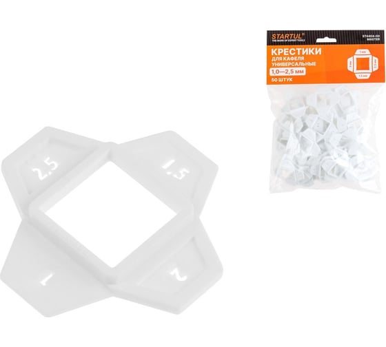 Изображение товара Крестики для кафеля универсальные MASTER 1.0-2.5 мм, 50 шт STARTUL ST4404-00
