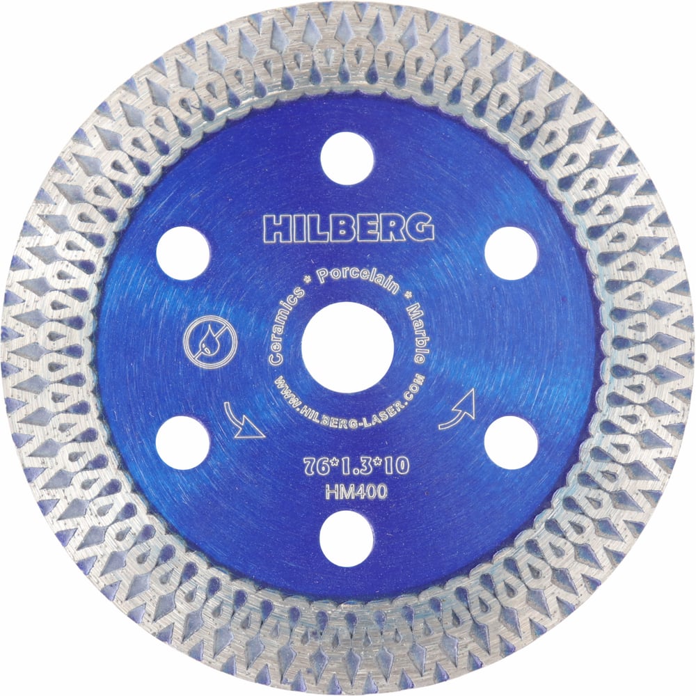 Изображение товара Диск алмазный отрезной 76х10 мм Турбо ультратонкий X-тип Hilberg HM400