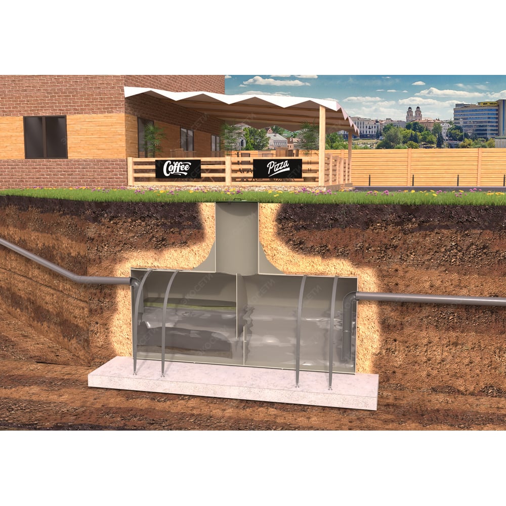 фото Горизонтальный промышленный жироуловитель экосети