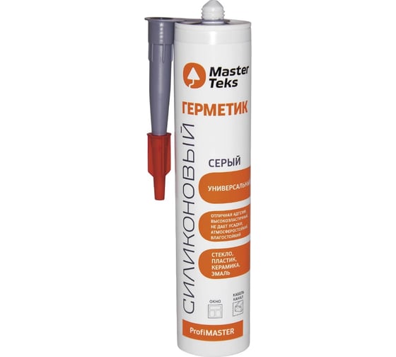 Изображение товара Герметик MASTERTEKS Profmaster Силикон Универсал серый 290 мл 53384