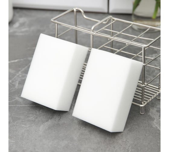 Изображение товара Меламиновая губка для удаления пятен Доляна набор 2 шт, 9х6х3 см 2390587