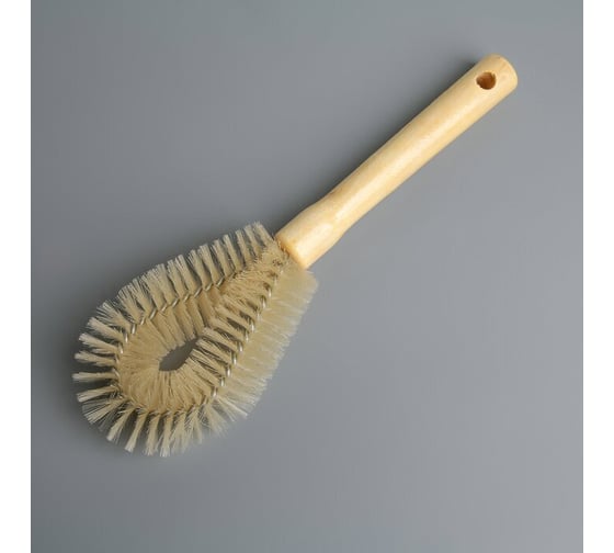 Изображение товара Ерш-щетка для посуды с деревянной ручкой Доляна Овал 23.5х7.5х3 см 4607033