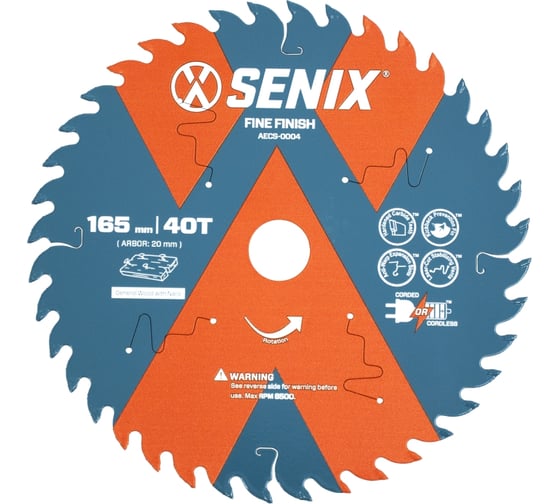 Изображение товара Диск пильный по дереву 165х20 мм, 40Т SENIX AECS-0004