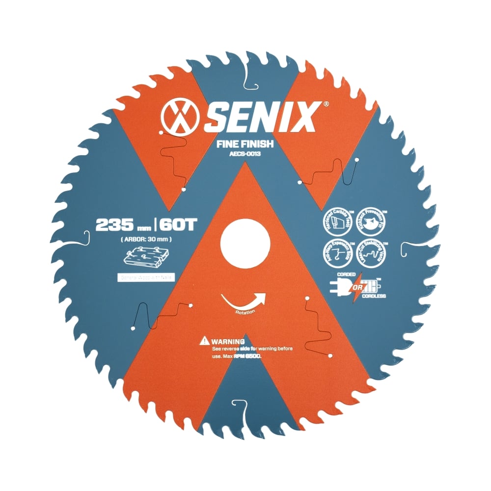 Изображение товара Пильный диск по дереву 235х30 мм 60 зубьев SENIX AECS-0013 для точной резки
