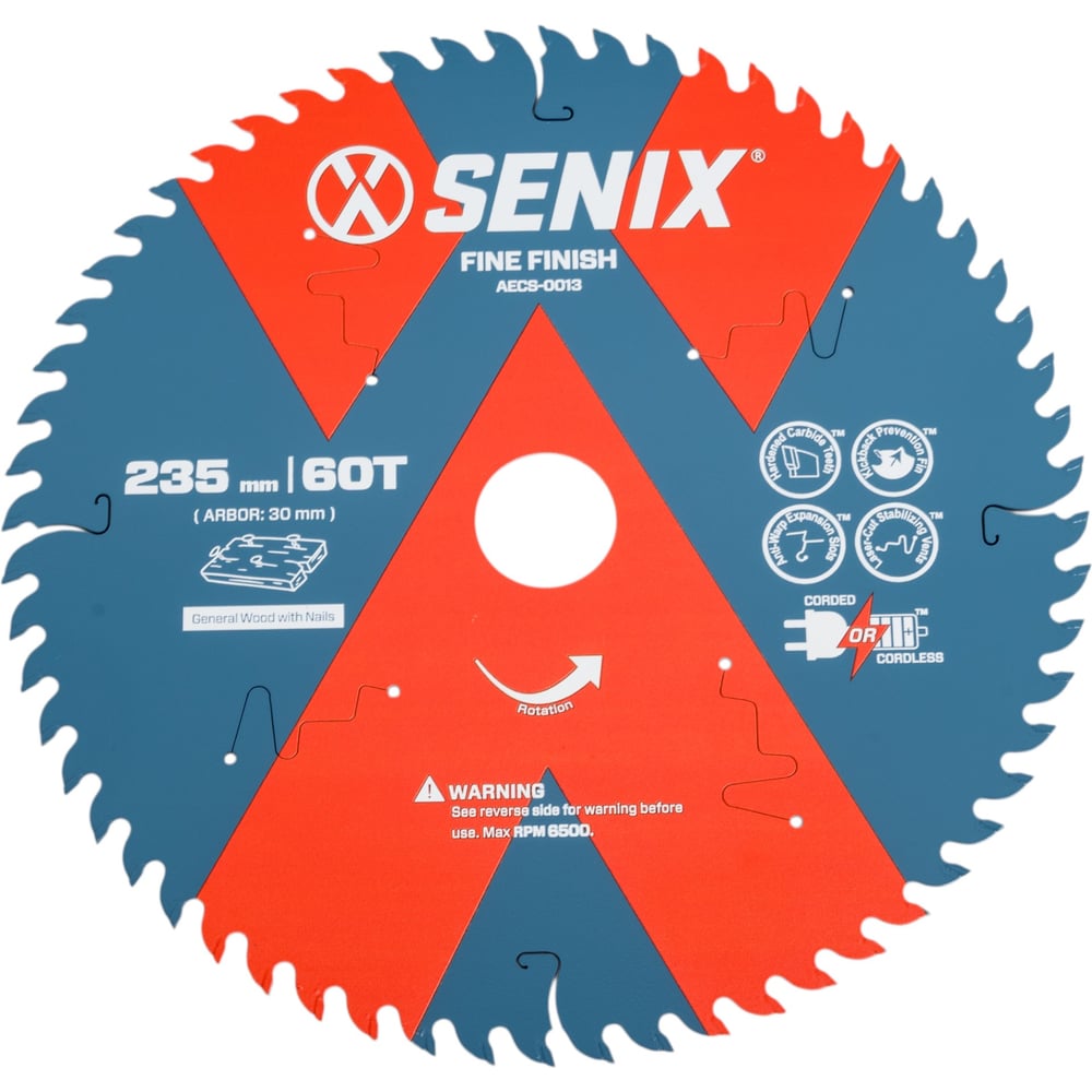 Изображение товара Диск пильный по дереву 235х30 мм, 60Т SENIX AECS-0013