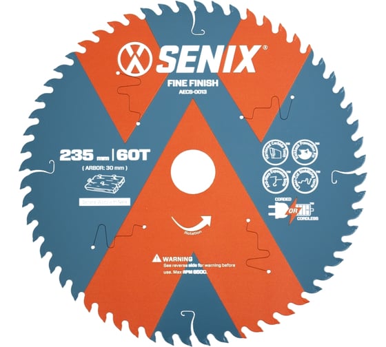 Изображение товара Диск пильный по дереву 235х30 мм, 60Т SENIX AECS-0013