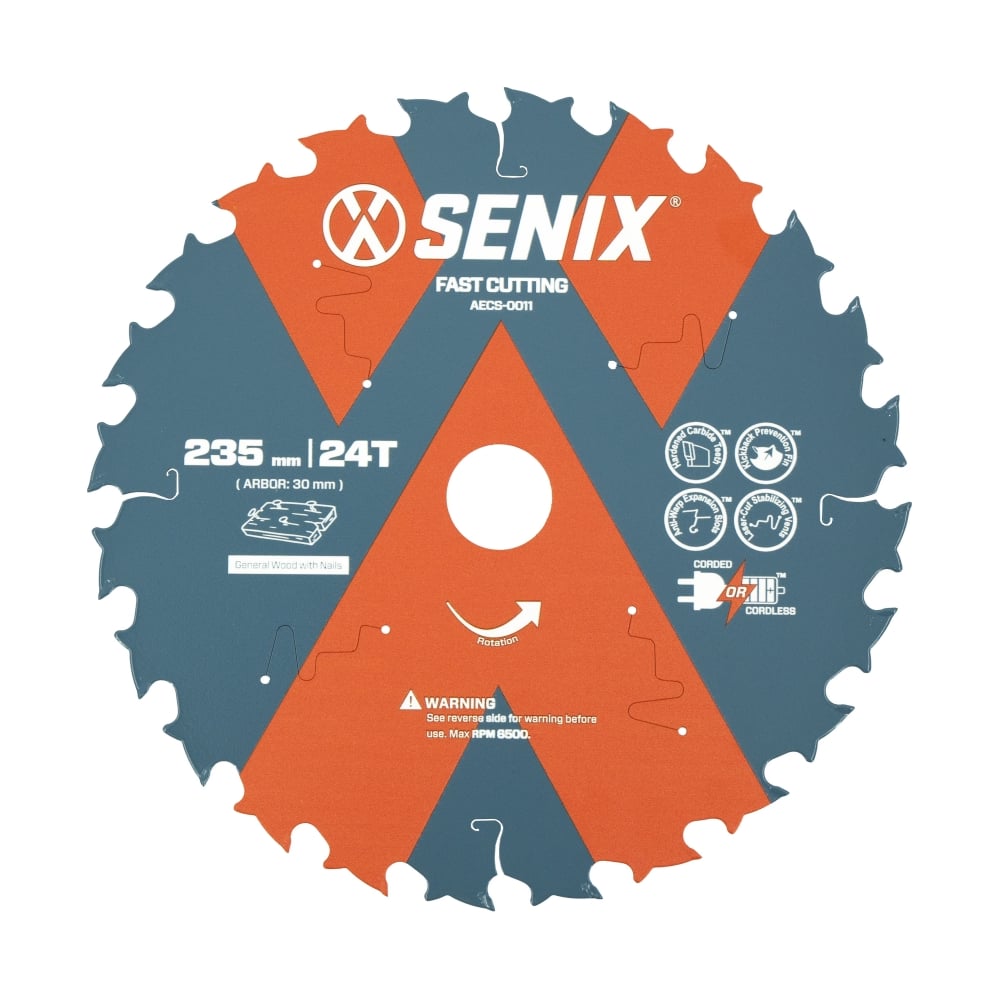Изображение товара Диск пильный по дереву 235x30 мм 24Т SENIX AECS-0011 профессиональный