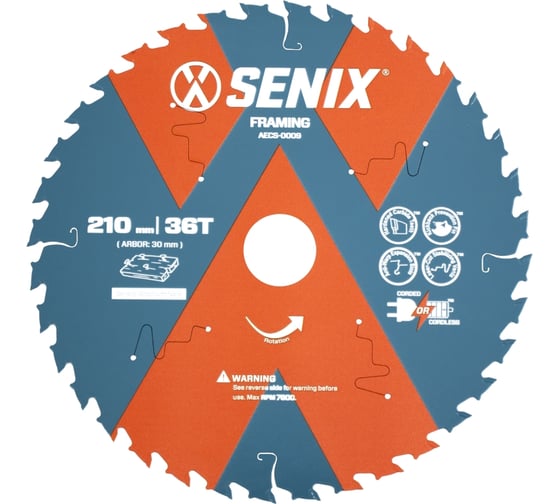 Изображение товара Диск пильный по дереву 210х30 мм, 36Т SENIX AECS-0009