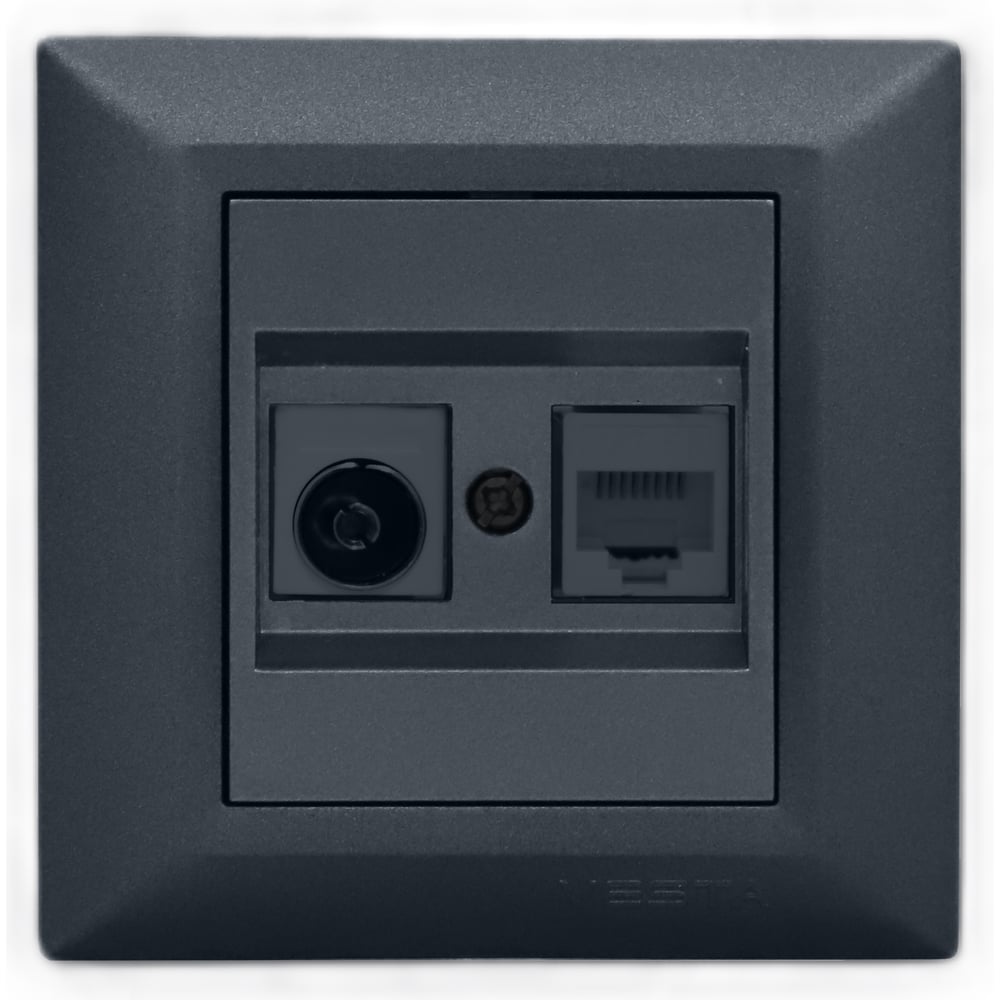 Изображение товара Розетка Vesta Electric Roma GRAFIT для LAN и TV, скрытая монтаж
