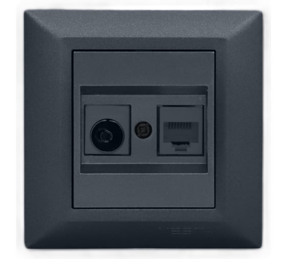 Изображение товара Розетка Metronex Electric Roma Grafit для сетевого кабеля LAN + TV FRZTV010102GRA