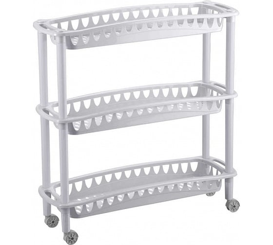 Изображение товара Узкая этажерка Бытпласт Джулия 3 полки, 590х180х610 мм, светло-серый 431241530