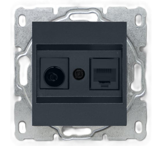 Изображение товара Розетка Metronex Electric Roma Grafit для сетевого кабеля LAN + TV без рамки FRZ00010134GRA