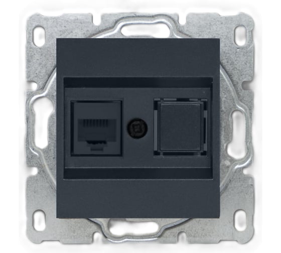 Изображение товара Розетка Metronex Electric Roma Grafit для сетевого кабеля LAN без рамки FRZ00010124GRA