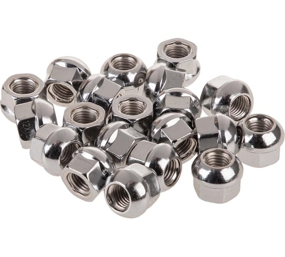 Изображение товара Гайка сфера M12x1.50, открытая с выступом 18 мм, ключ 19 мм, хром, 20 шт SKYWAY S10602036/K