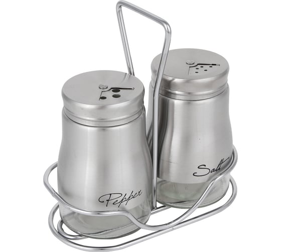 Изображение товара Набор солонок с подставкой VETTA Классик 2 шт., нержавеющая сталь, стекло 828-005