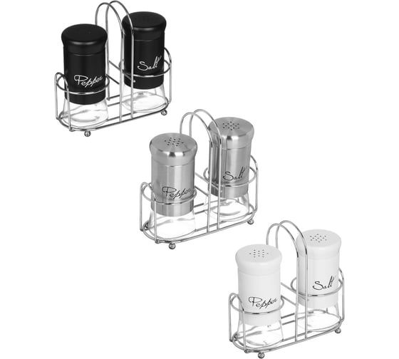 Изображение товара Набор солонок с подставкой VETTA 2 шт., нержавеющая сталь, стекло 828-236