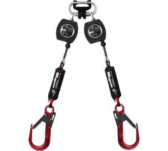 Изображение товара Средство защиты втягивающего типа двухплечевое VENTO "НВ-02 трос" с карабинами "Монтажный" vnt HB02C duo 0058