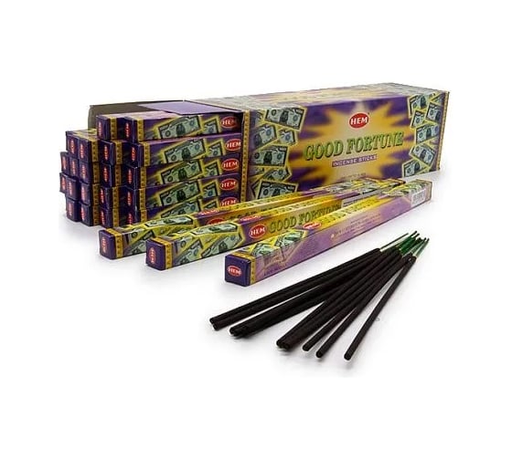 Изображение товара Благовония HEM GOOD FORTUNE Хорошая Удача Цветы Рудракши Сандал Апельсин Бамбук 20 палочек 61-GF