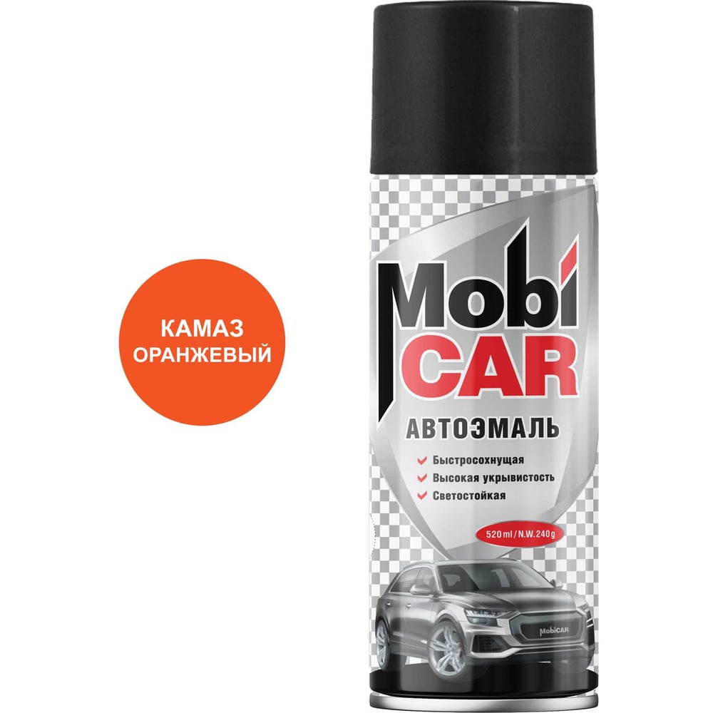Изображение товара Аэрозольная автоэмаль Mobicar 520 мл оранжевая для кузовного ремонта
