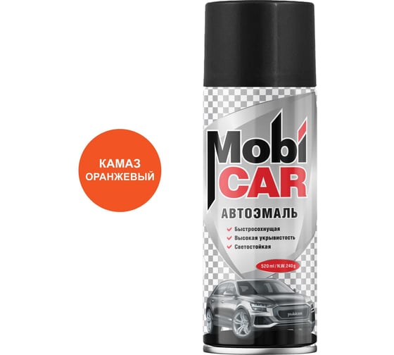 Изображение товара Аэрозольная автоэмаль Mobicar 520 мл камаз оранжевый RAL 2009 0501-KAM MC