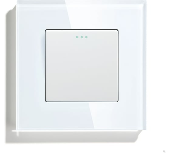 Изображение товара Выключатель Vell белый, одноклавишный, 1 пост, стеклянная рамка 1369729