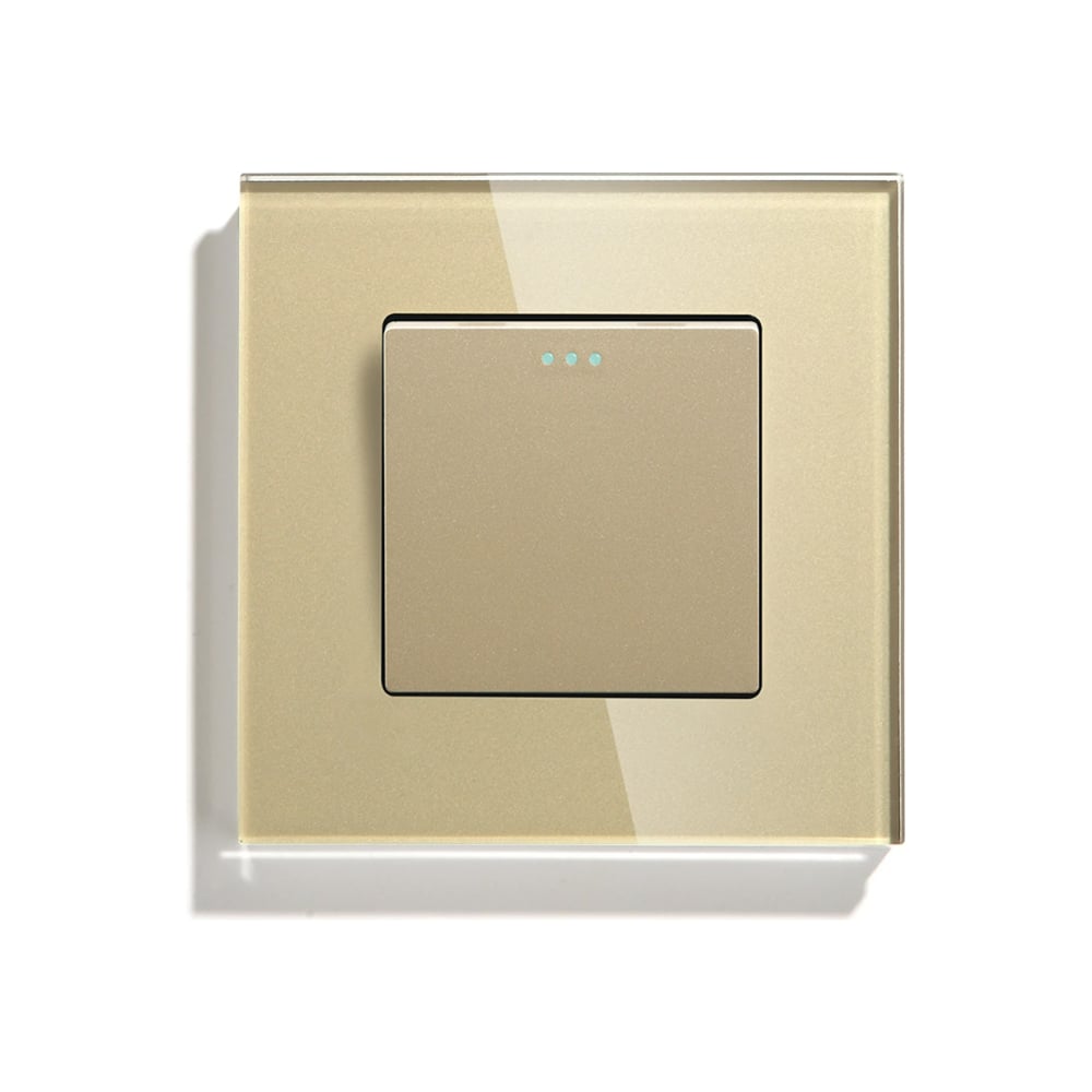 Изображение товара Выключатель Vell золотой одноклавишный стеклянный с рамкой 1369731