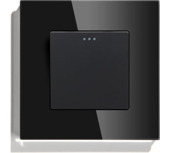 Изображение товара Выключатель Vell черный, одноклавишный, 1 пост, стеклянная рамка 1369730