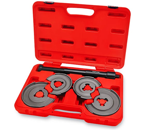 Изображение товара Стяжка пружин для подвески типа Макферсон TOPTUL с 2-мя парами захватов, d 72-118мм, 92-140мм, 5 предметов JGAI0503