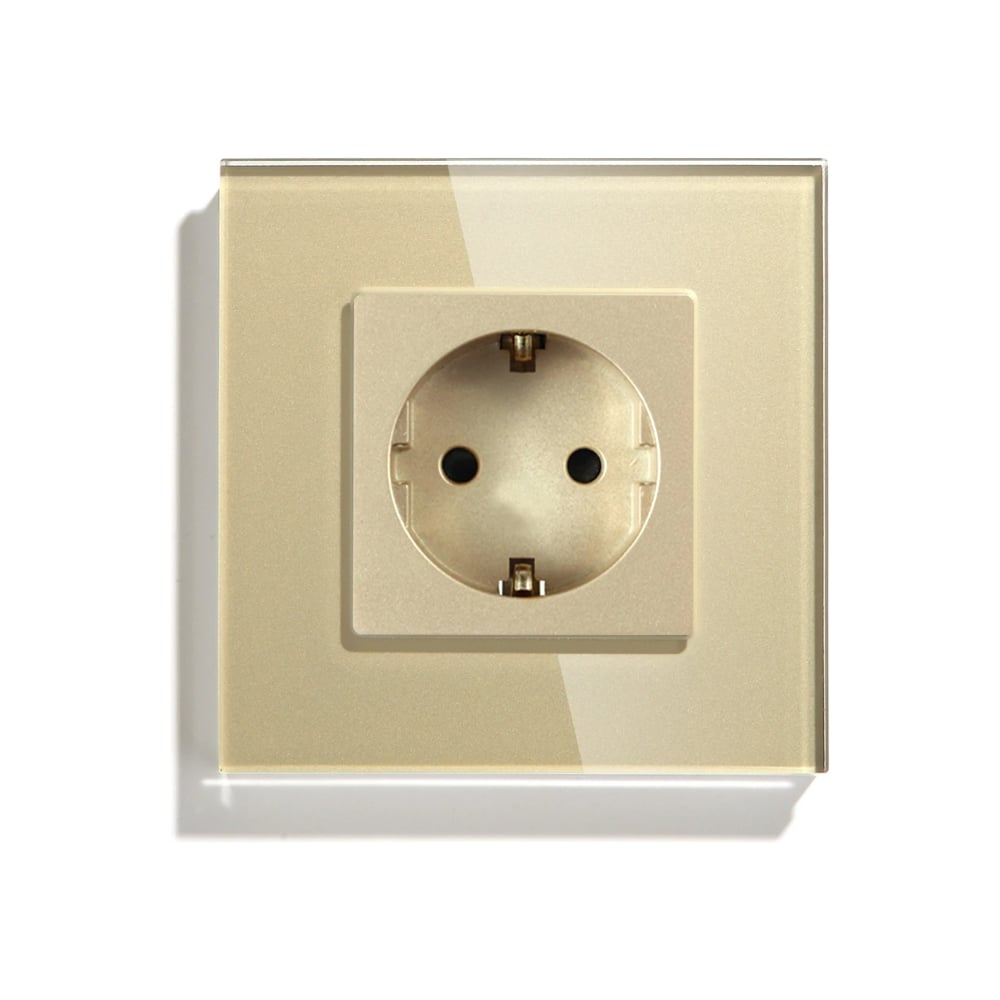 Изображение товара Розетка Vell золотая электрическая 1 пост стеклянная рамка